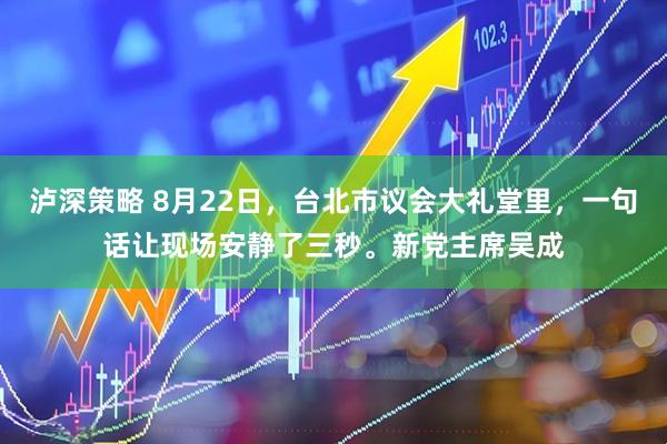 泸深策略 8月22日，台北市议会大礼堂里，一句话让现场安静了三秒。新党主席吴成